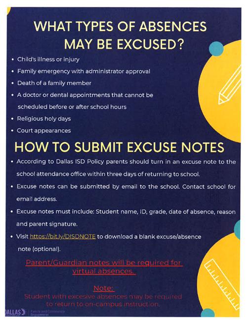 excuse note english  